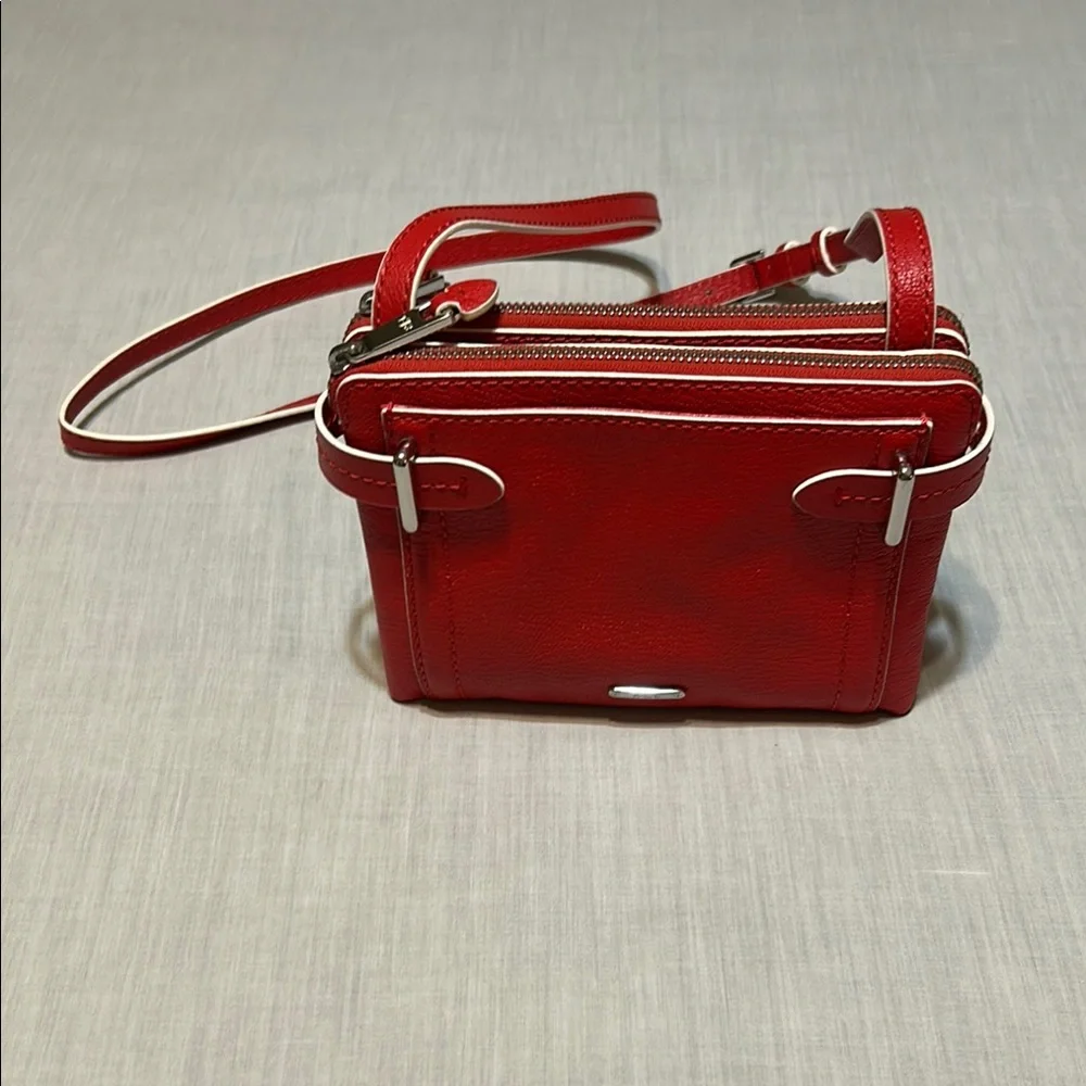 Lauren Ralph Lauren Gladstone Double Zip Crossbody Poppy Ore Sq - Picture 1 of 7